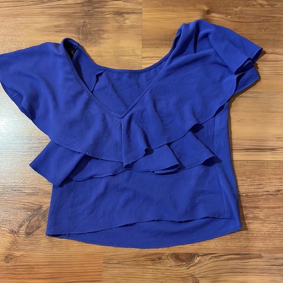 Bebe Flowy Blue Top XS Crop - Picture 4 of 4